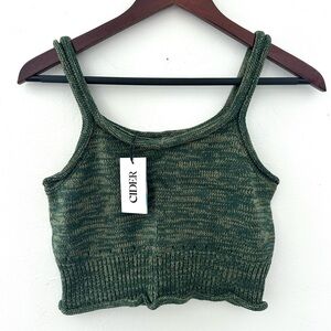 Cider Olive Knit Crop Top Tank Women’s Size S